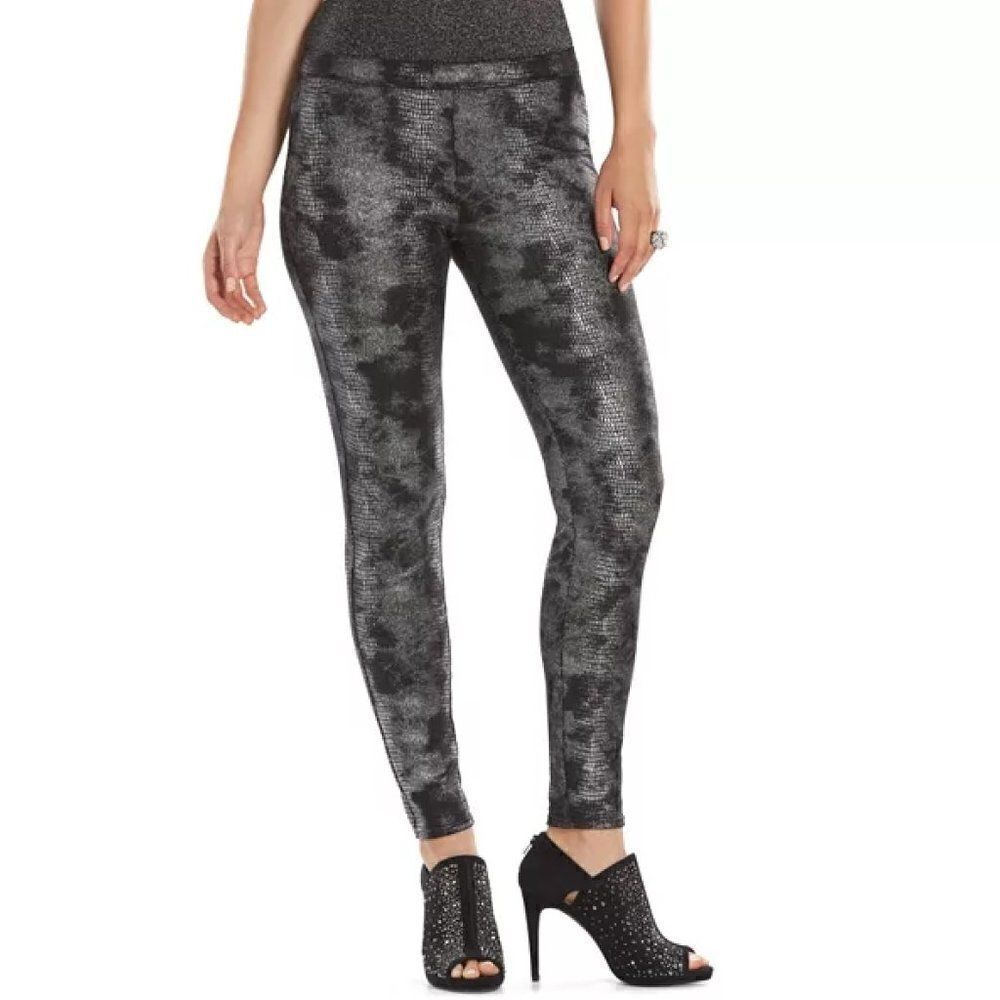 (3/$15) Jennifer Lopez Foil Snakeskin Leggings